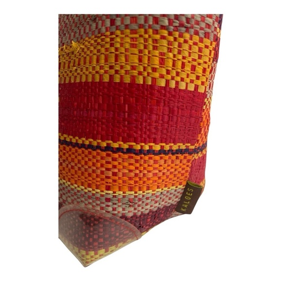 Kaloes Striped Multicolor Raffia Weaved Hand Shoulder Tote Purse/ Bag. - Picture 7 of 13